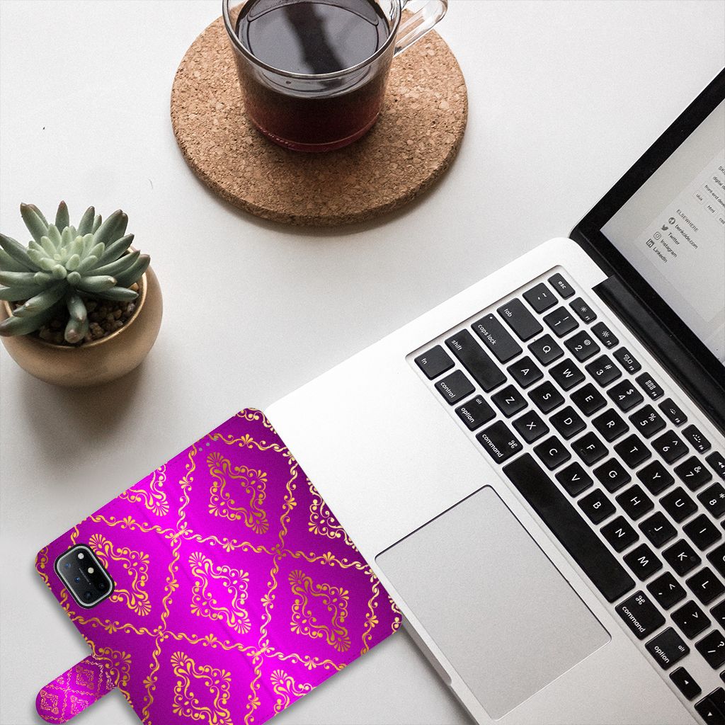 Wallet Case OnePlus 8T Barok Roze