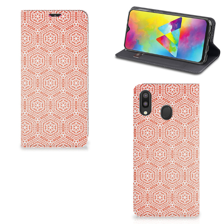 Samsung Galaxy M20 Hoesje met Magneet Pattern Orange