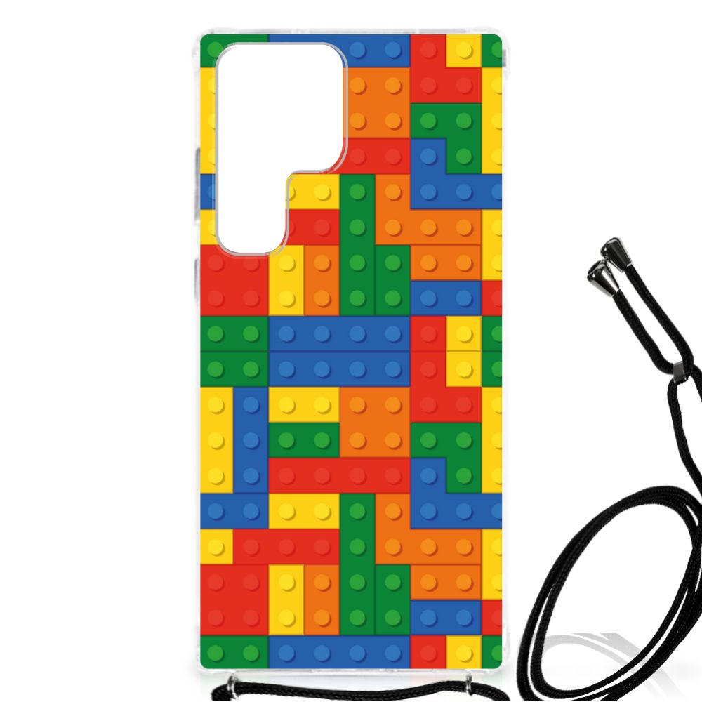 Samsung Galaxy S23 Ultra Doorzichtige Silicone Hoesje Blokken B2C Telecom