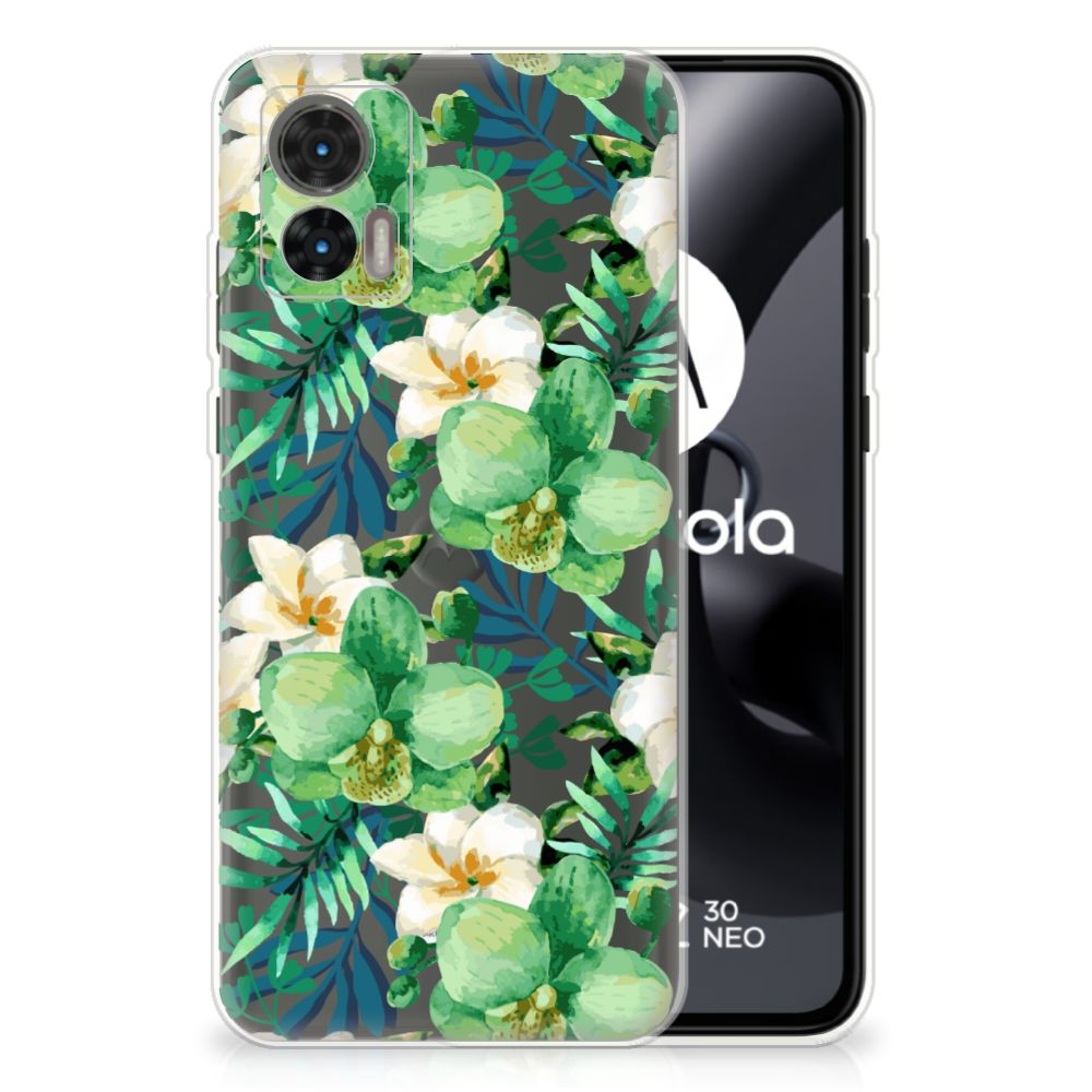 Motorola Edge 30 Neo TPU Case Orchidee Groen B2C Telecom