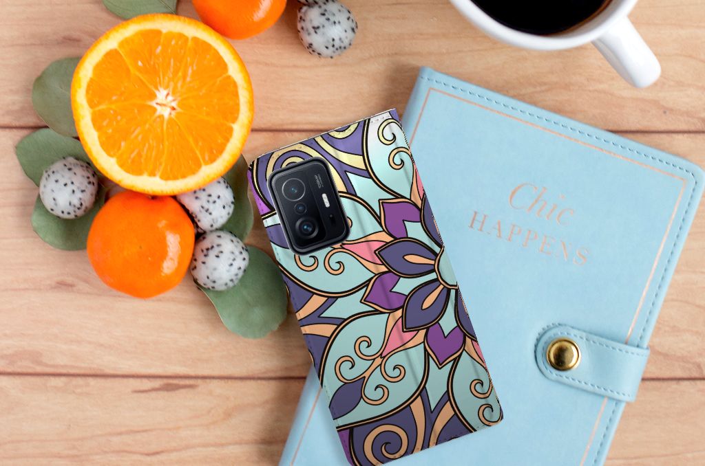 Xiaomi 11T | Xiaomi 11T Pro Smart Cover Purple Flower - B2C Telecom