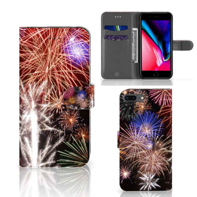 Apple iPhone 7 Plus | 8 Plus Wallet Case met Pasjes Vuurwerk