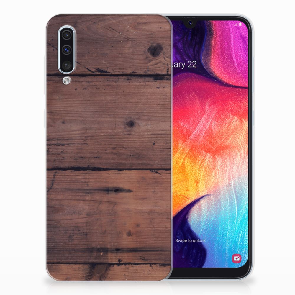 Samsung Galaxy A50 Bumper Hoesje Old Wood