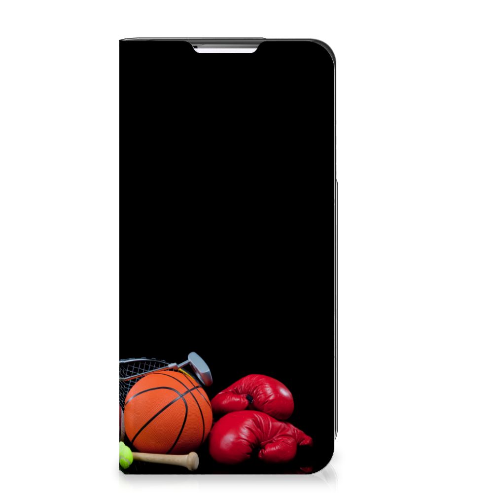 Samsung Galaxy S22 Plus Hippe Standcase Sports with basketball, boxing gloves, and sports equipment design.