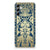 Samsung Galaxy A14 5G TPU Case Beige Flowers with elegant floral design on a dark blue background.