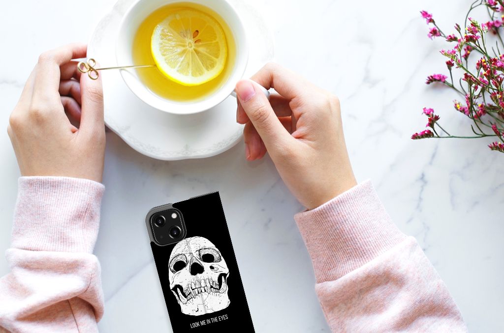 Mobiel BookCase iPhone 13 Mini Skull Eyes - B2C Telecom