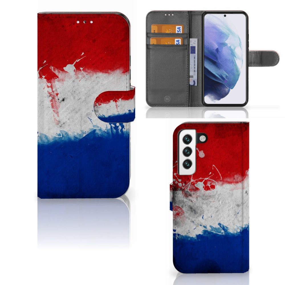 Samsung Galaxy S22 Bookstyle Case Nederland met artistiek ontwerp van de Nederlandse vlag