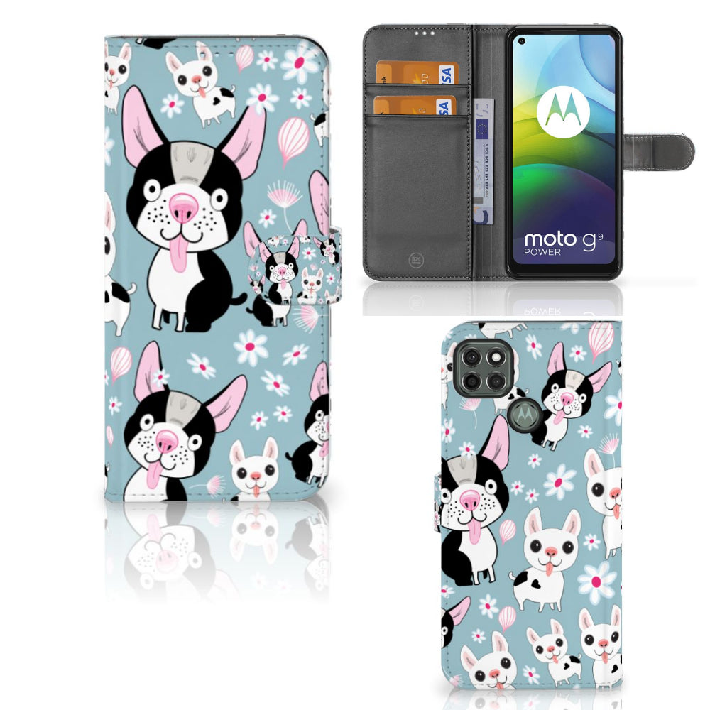 Motorola Moto G9 Power Telefoonhoesje met Pasjes Hondjes