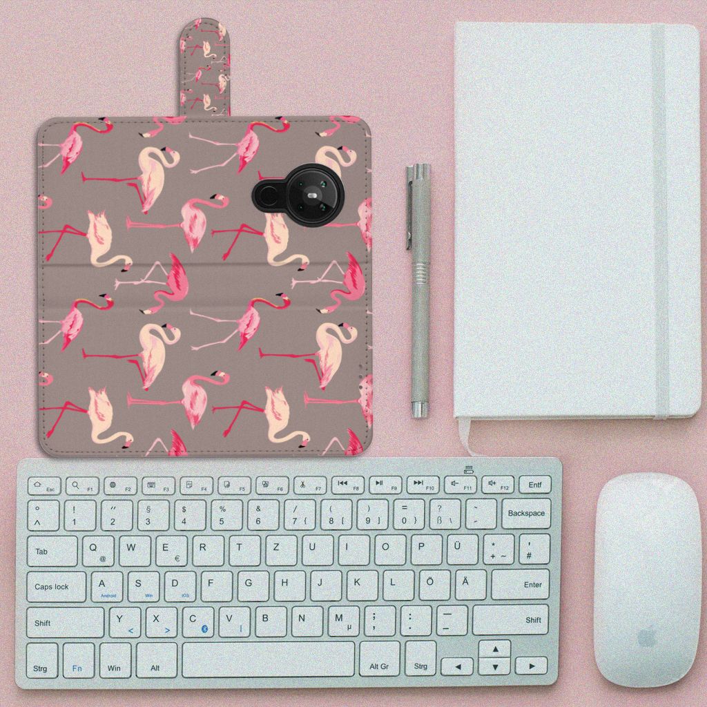 Nokia 5.3 Telefoonhoesje met Pasjes Flamingo