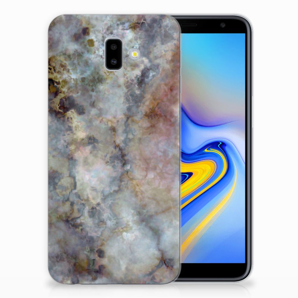 Samsung Galaxy J6 Plus (2018) TPU Siliconen Hoesje Marmer Grijs