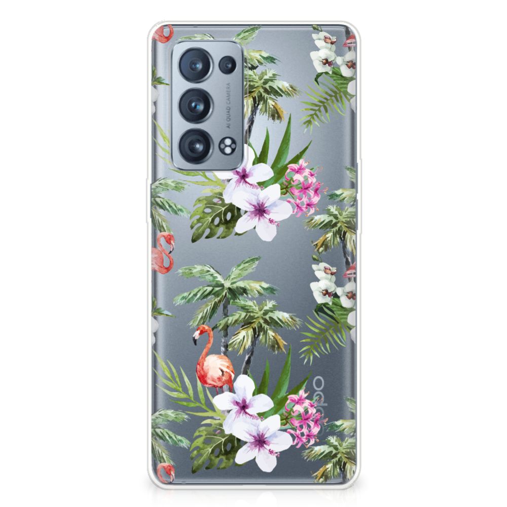OPPO Reno 6 Pro Plus 5G TPU Hoesje Flamingo Palms