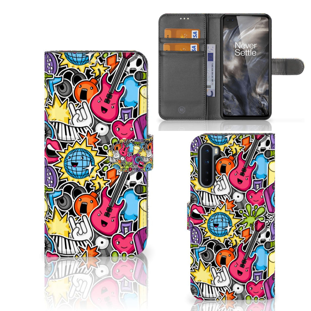 OnePlus Nord Wallet Case met Pasjes Punk Rock