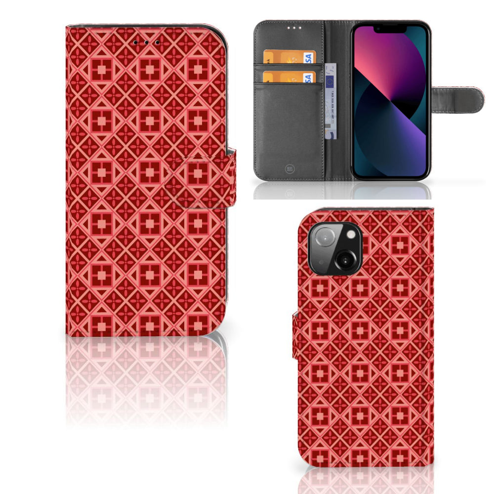Apple iPhone 13 Telefoon Hoesje Batik Rood