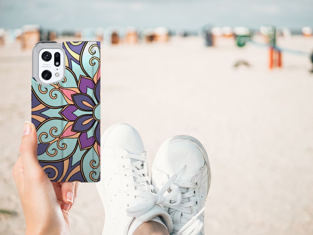 OPPO Find X5 Pro Smart Cover Purple Flower - B2C Telecom