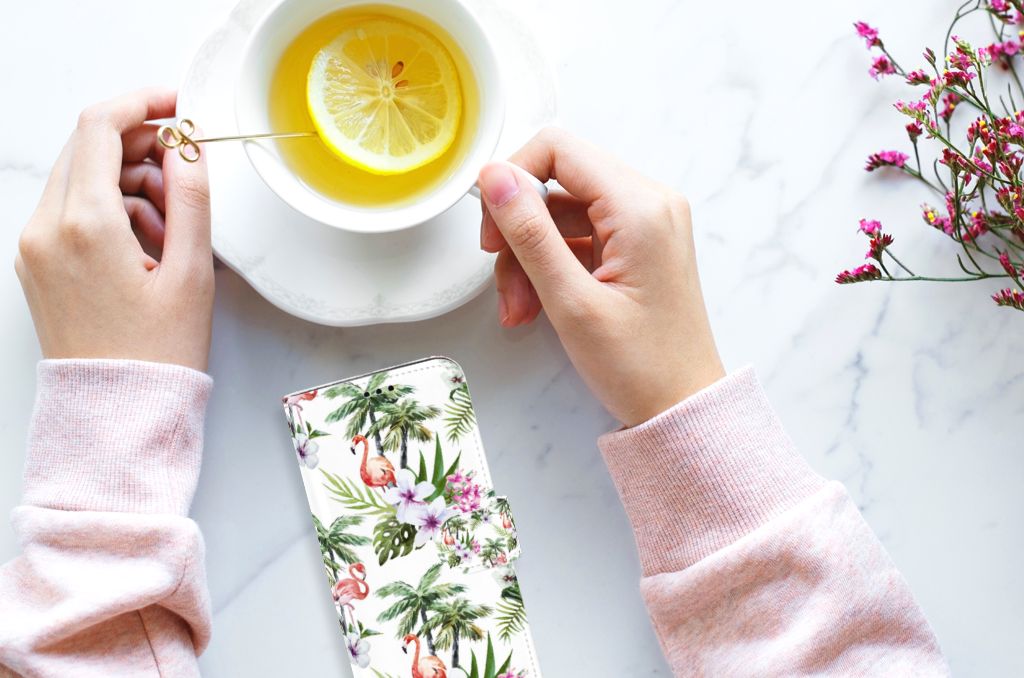 Samsung Galaxy S9 Plus Telefoonhoesje met Pasjes Flamingo Palms
