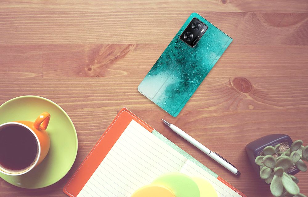 Bookcase OPPO A57 | A57s | A77 4G Painting Blue - B2C Telecom