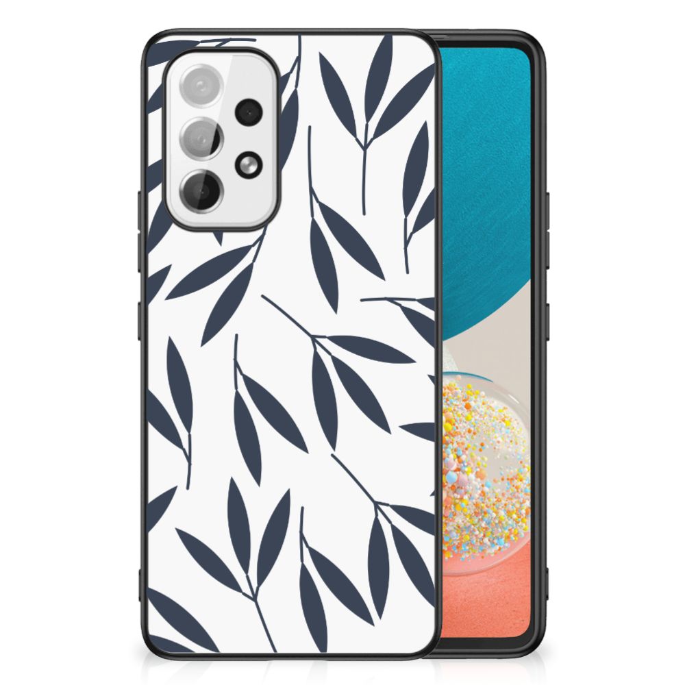 Samsung Galaxy A53 Bloemen Hoesje Leaves Blue