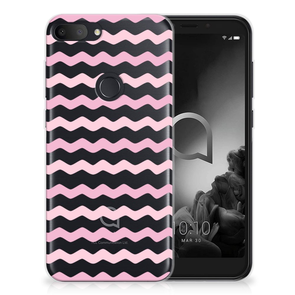 Alcatel 1S (2019) TPU bumper Waves Roze