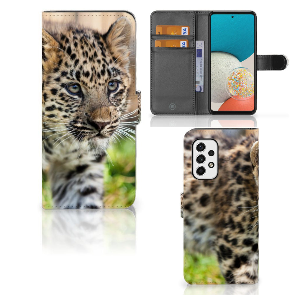 Samsung Galaxy A53 Telefoonhoesje met Pasjes Baby Luipaard