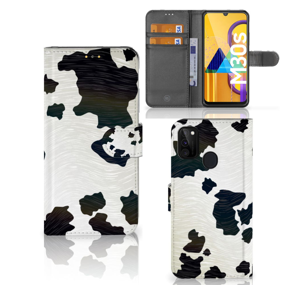 Samsung Galaxy M21 | M30s Telefoonhoesje met Pasjes Koeienvlekken