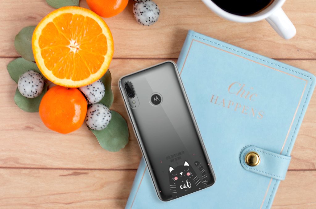 Motorola Moto E6 Plus Telefoonhoesje met Naam Cat Good Day