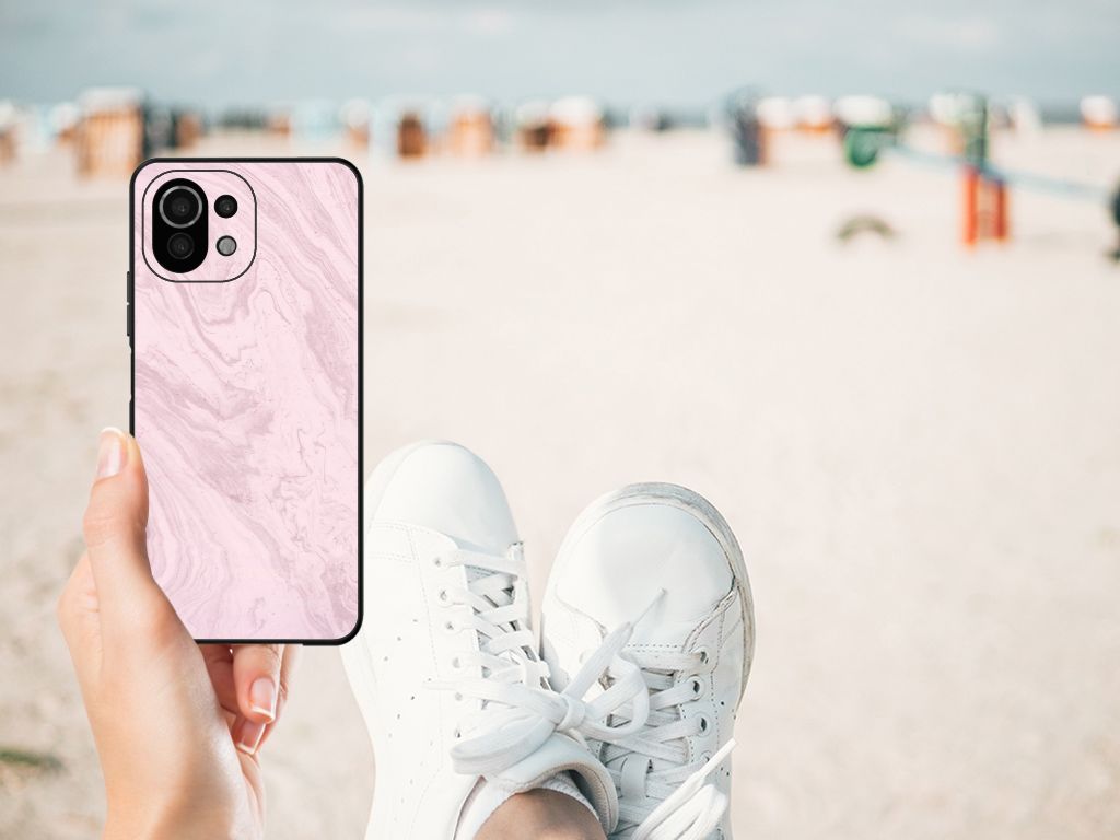 Xiaomi 11 Lite 5G NE | Mi 11 Lite Marmeren Print Telefoonhoesje Marble Pink - Origineel Cadeau Vriendin B2C Telecom