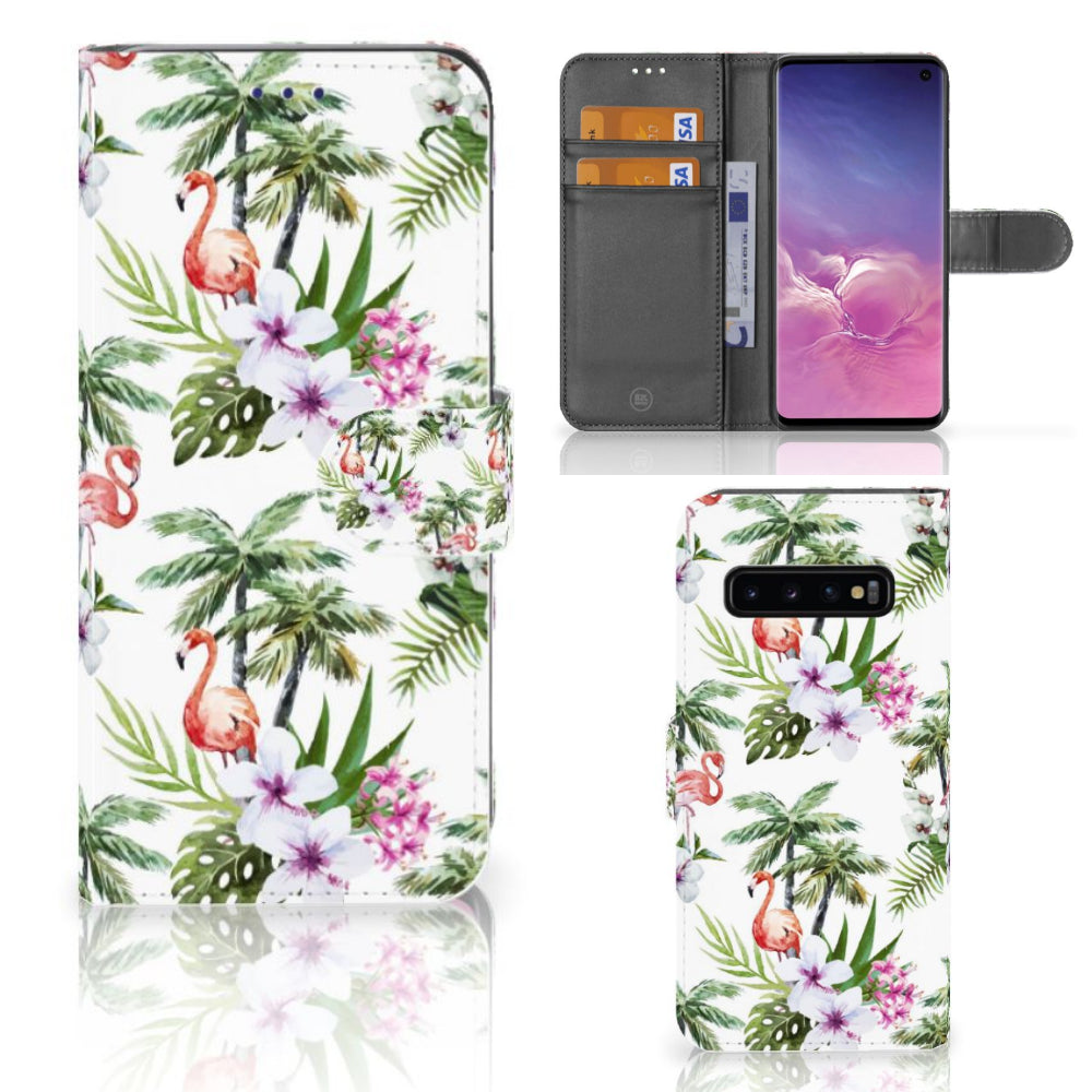 Samsung Galaxy S10 Telefoonhoesje met Pasjes Flamingo Palms