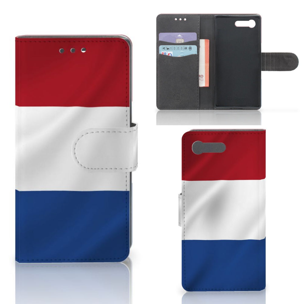 Sony Xperia X Compact Bookstyle Case Nederlandse Vlag met pasjes en ongeopend design