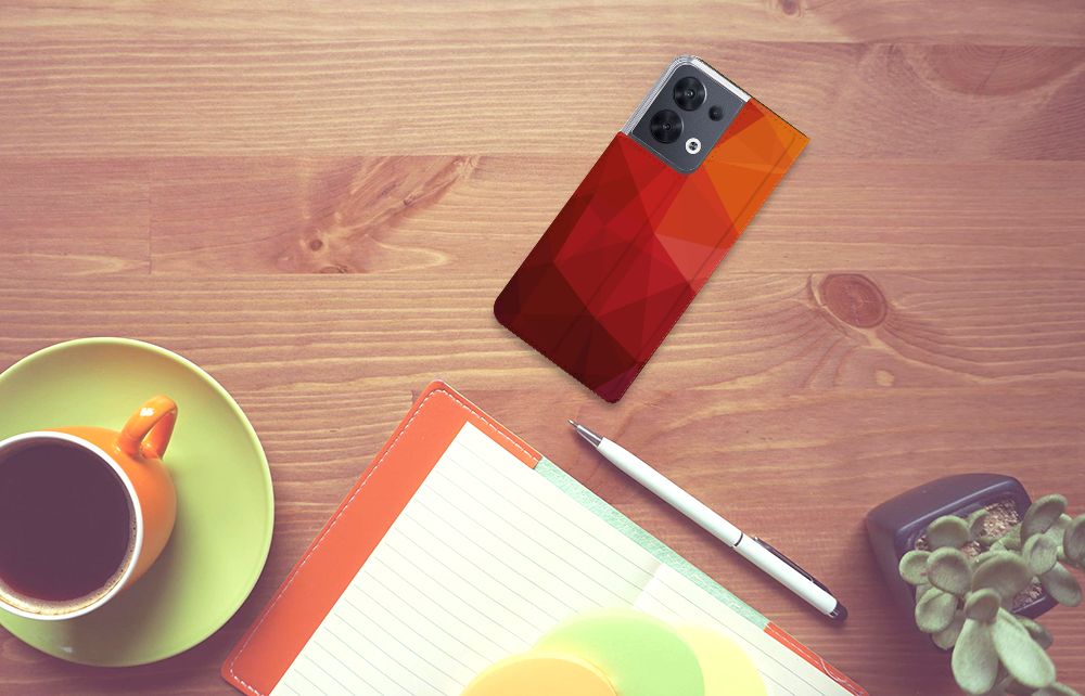 Stand Case voor OPPO Reno8 Polygon Red - B2C Telecom