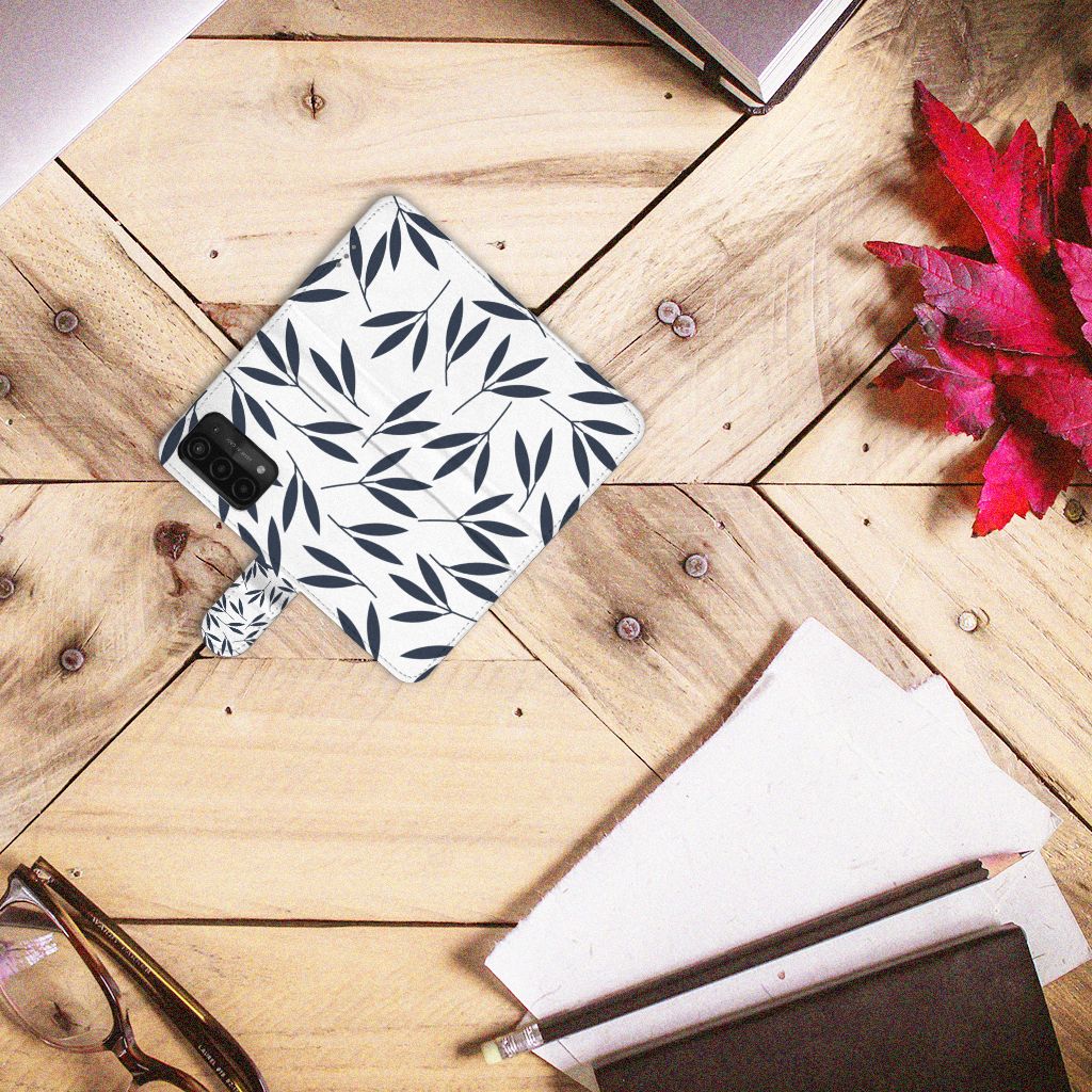 OPPO A54 5G | A74 5G | A93 5G Hoesje Leaves Blue