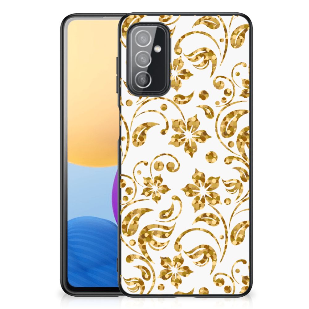 Samsung Galaxy M52 Bloemen Hoesje Gouden Bloemen B2C Telecom