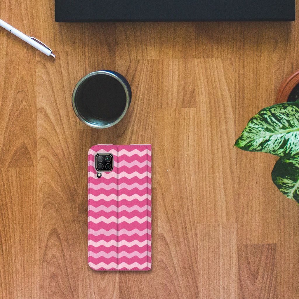 Huawei P40 Lite Hoesje met Magneet Waves Pink - B2C Telecom