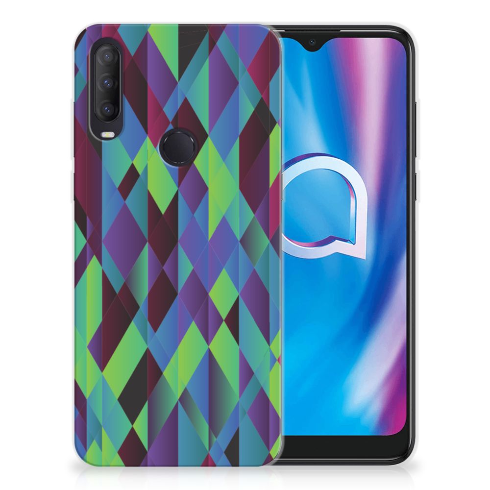 Alcatel 1S (2020) TPU Hoesje Abstract Green Blue B2C Telecom