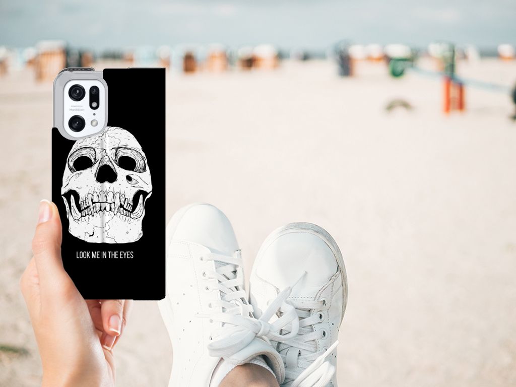 Mobiel BookCase OPPO Find X5 Pro Skull Eyes - B2C Telecom