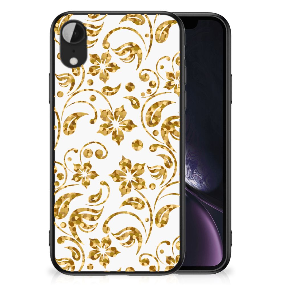 Apple iPhone XR Bloemen Hoesje Gouden Bloemen