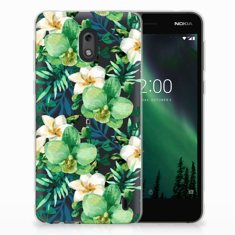 Nokia 2 TPU Case Orchidee Groen