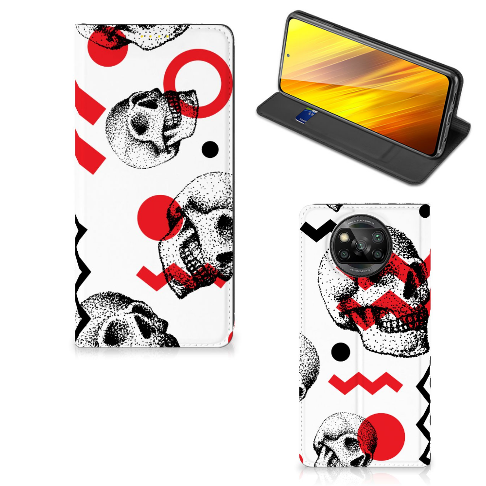Mobiel BookCase Xiaomi Poco X3 Pro | Poco X3 Skull Red - B2C Telecom