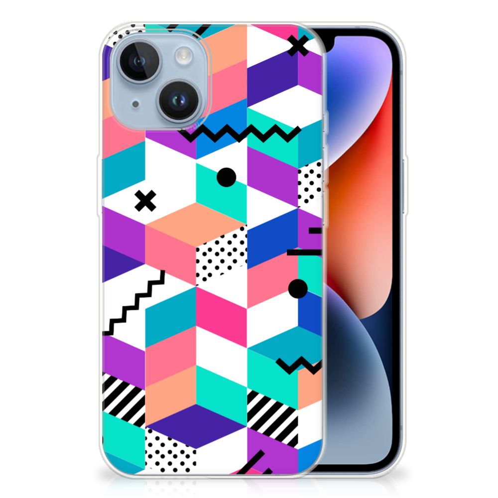 Apple iPhone 14 TPU Hoesje Blokken Kleurrijk