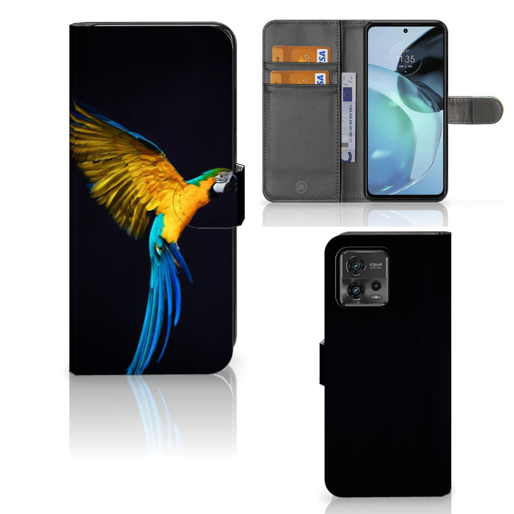 Motorola Moto G72 Telefoonhoesje met Pasjes Papegaai
