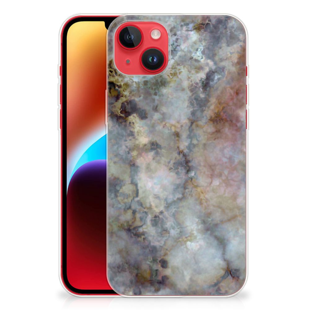 iPhone 14 Plus TPU Siliconen Hoesje Marmer Grijs