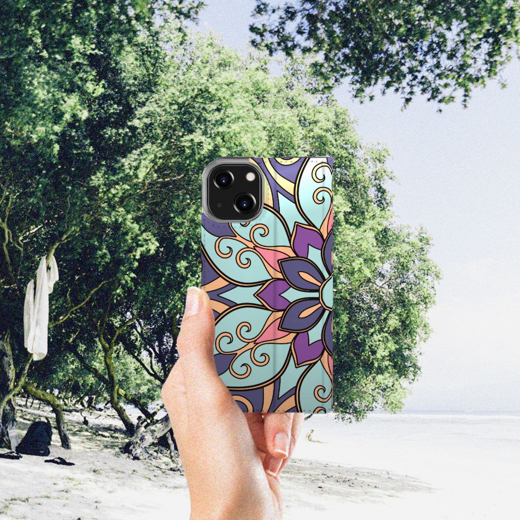 iPhone 14 Smart Cover Purple Flower