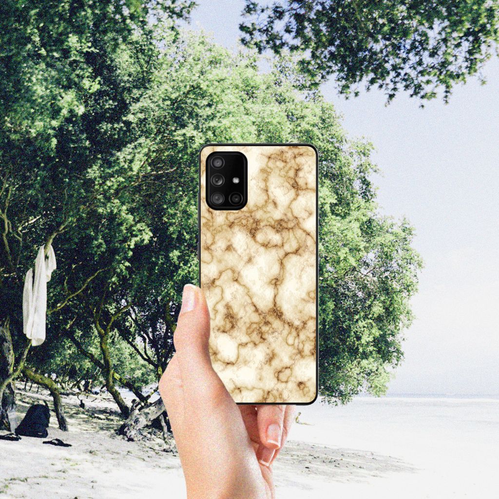 Samsung Galaxy A71 Marmeren Print Telefoonhoesje Marmer Goud B2C Telecom