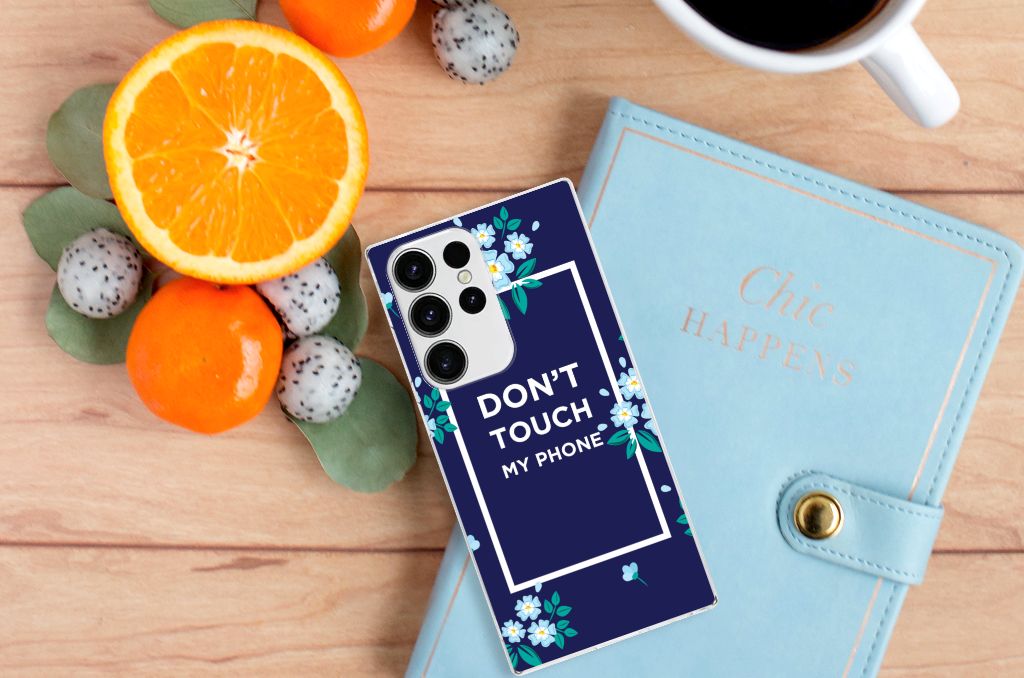 Samsung Galaxy S23 Ultra Silicone-hoesje Flowers Blue DTMP B2C Telecom