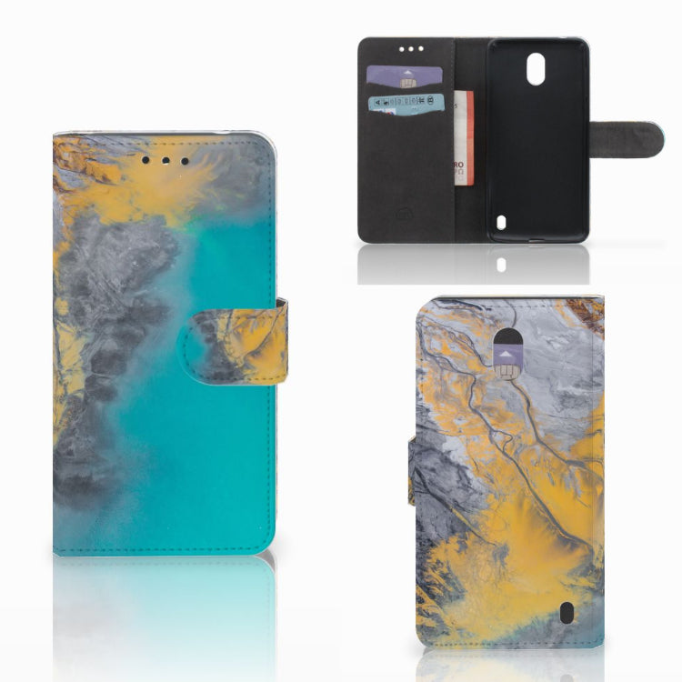 Nokia 2 Bookcase Marble Blue Gold