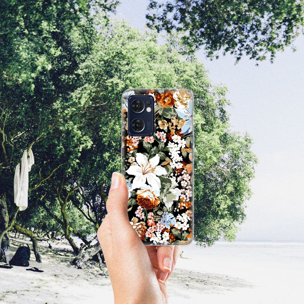 TPU Case voor OPPO Reno 7 5G | Find X5 Lite Dark Flowers B2C Telecom