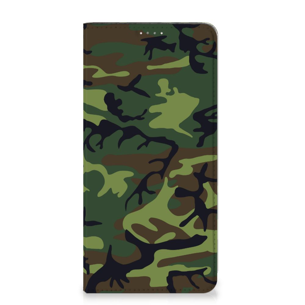 Samsung Galaxy A14 5G Hoesje met Magneet Army Dark - camo design in donkere kleuren voor bescherming en stijl.