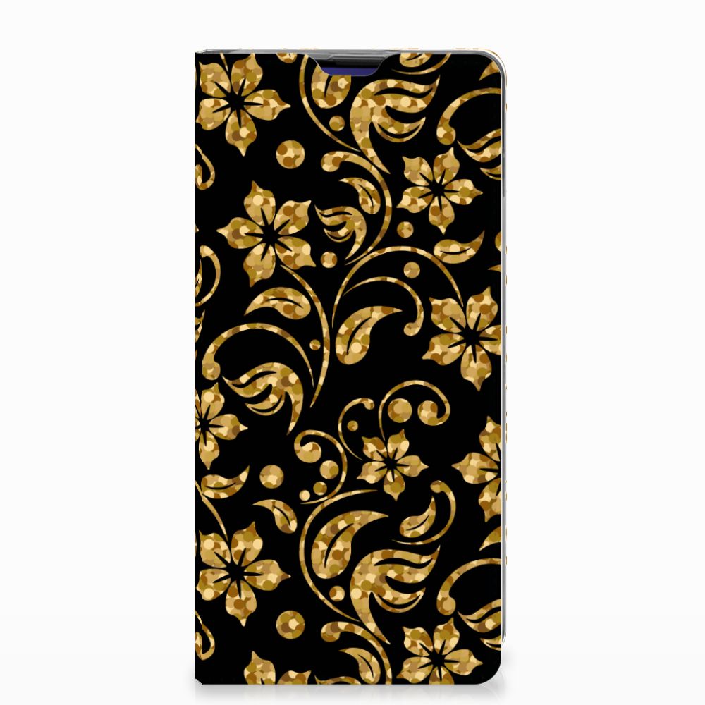 Samsung Galaxy S10 Plus Smart Cover Gouden Bloemen