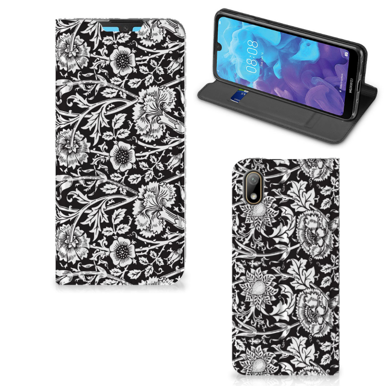 Huawei Y5 (2019) Smart Cover Black Flowers - B2C Telecom