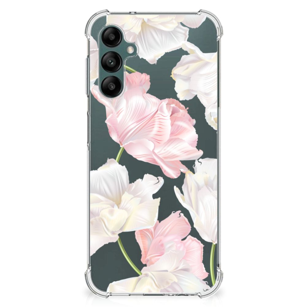 Samsung Galaxy A14 5G/4G Case Lovely Flowers with a floral design in soft colors on a transparent background.
