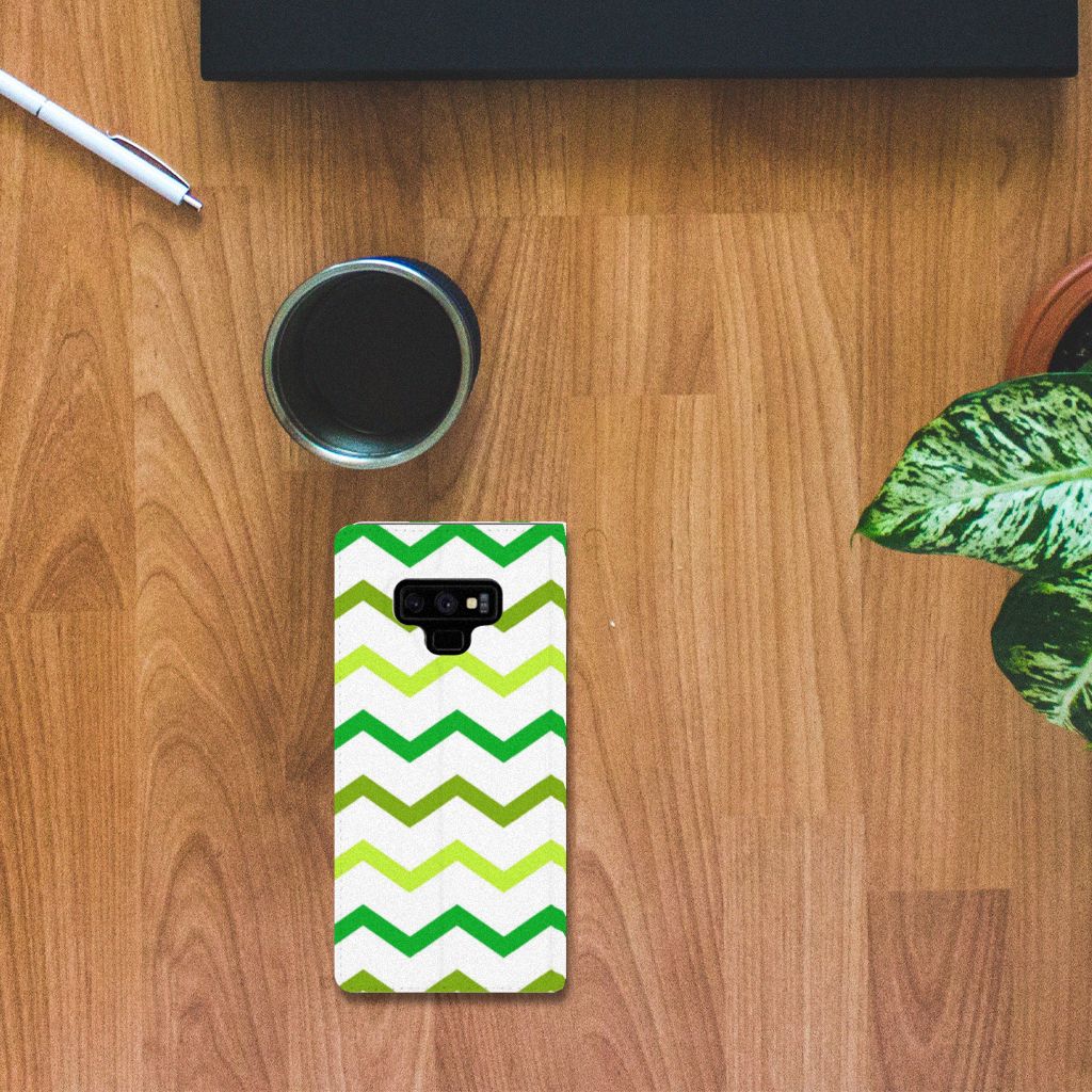 Samsung Galaxy Note 9 Hoesje met Magneet Zigzag Groen